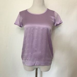 Gerard Darel Purple Tee with silver beaded floral